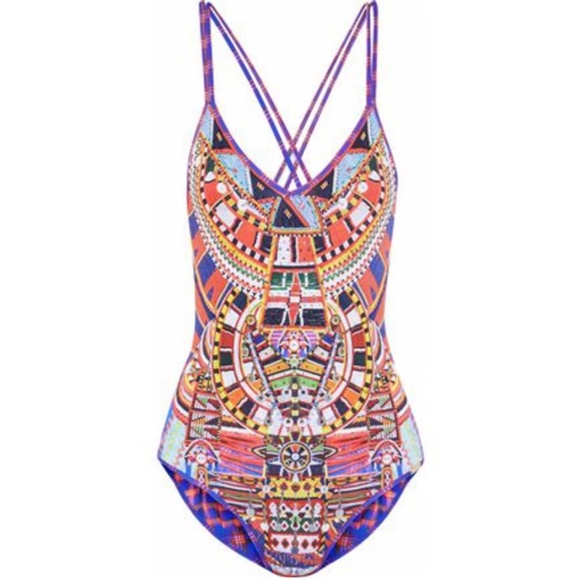 Bergdorf Goodman Camilla, Rainbow Warrior Print Reversable Swimsuit / Size M-L - Picture 2 of 11